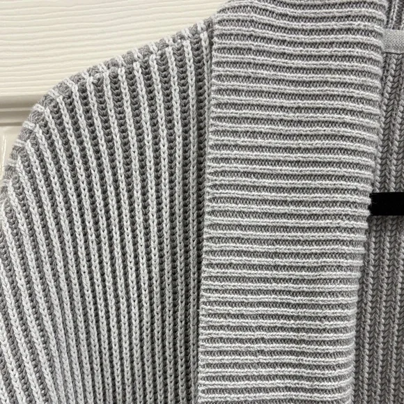 Tahari Light Grey Ribbed Open-Front Cardigan - Picture 2 of 2